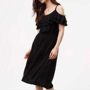 Loft ruffle cold shoulder dress